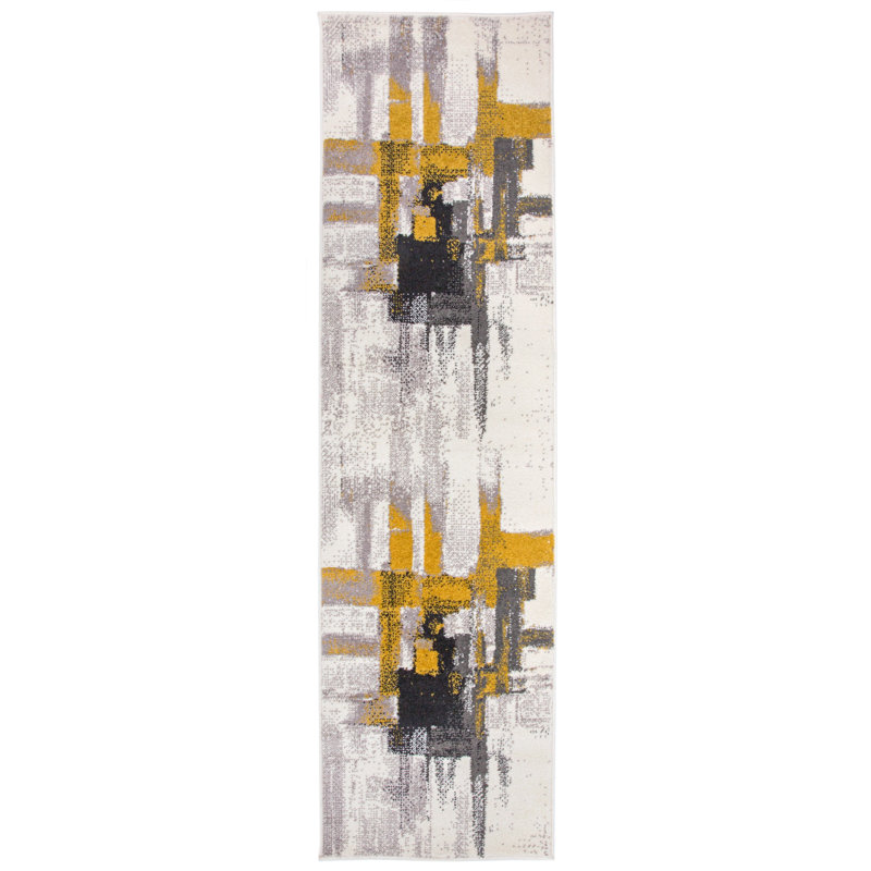 Williston Niantic Abstract Cream/Gold Area Rug & Reviews Wayfair